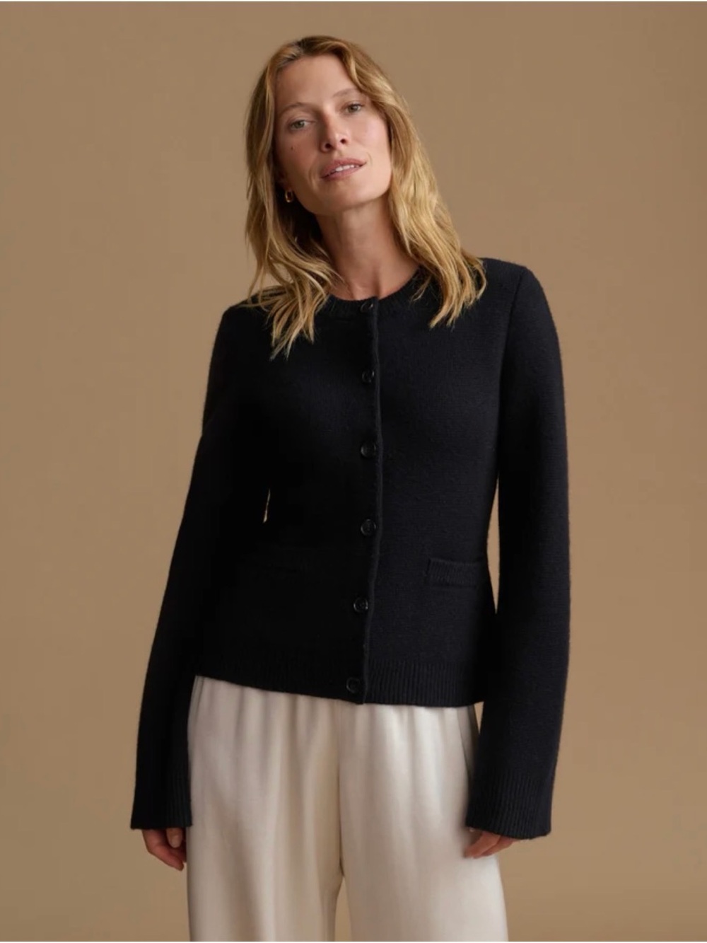 Jenni Kayne Black Button-Front Knit Cardigan